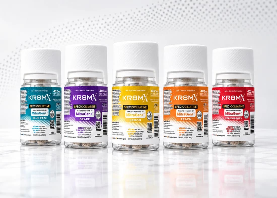 KR8MX Speciociliatine kratom leaf extract tablets, five flavors